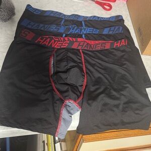 Hanes Men's Boxer Briefs with Red and Blue Accents lot of 3